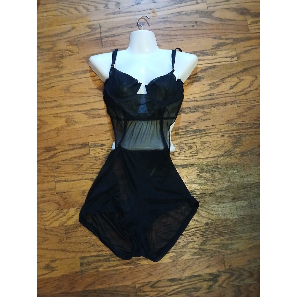 Black sheer mesh body suit